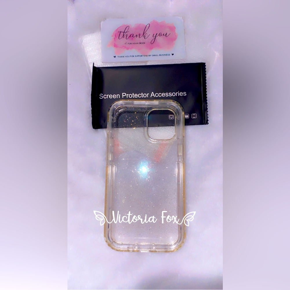 Floveme glitter/hard iPhone 12 mini case w/2 screen protectors